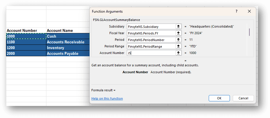 Account Summary Arguments