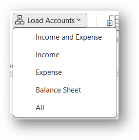 Load Accounts Options for Budget