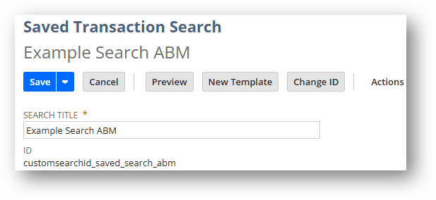 Existing Saved Search ID