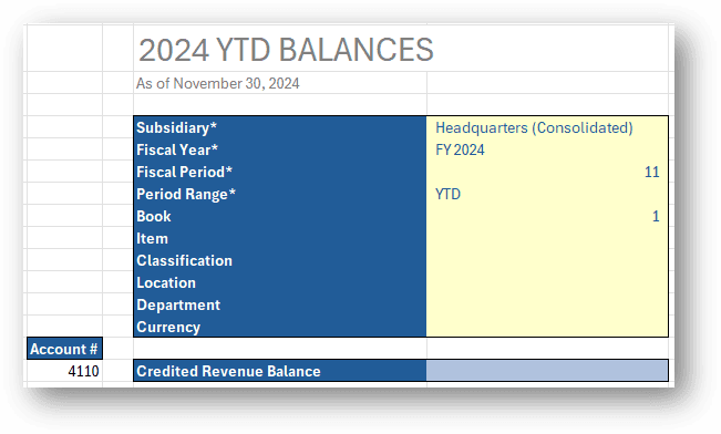 Function Arguments for GL Account Balance