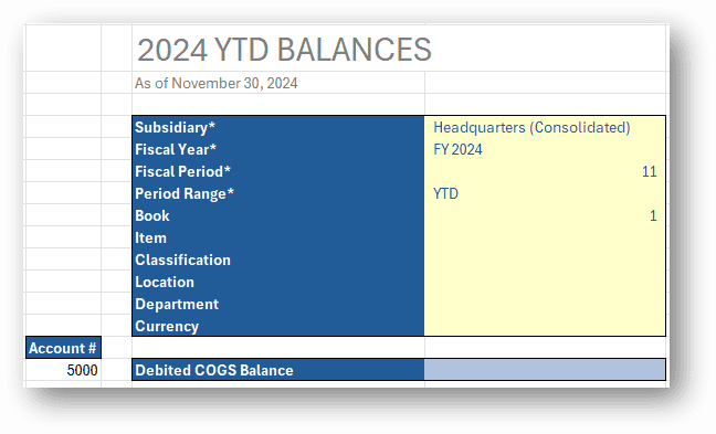 Function Arguments for GL Account Debit Balance