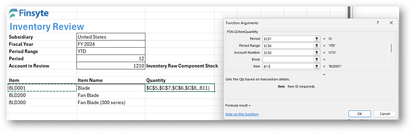 GLItemQuantity Arguments