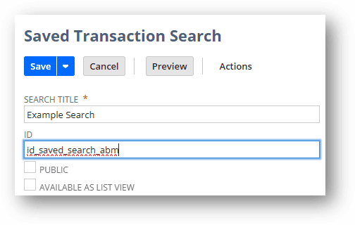 New Saved Search ID