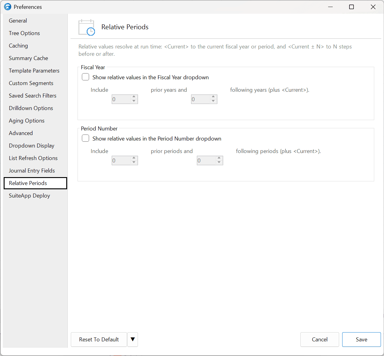 Relative Periods preferences pane