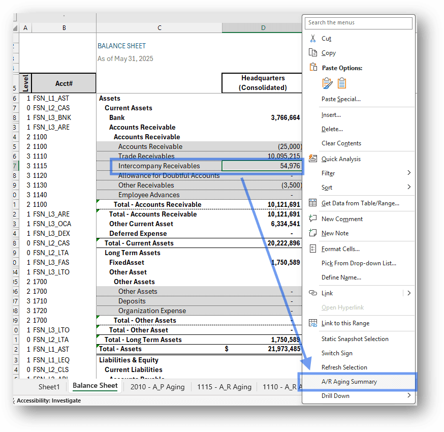 Selecting AR Aging Summary
