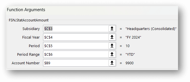 Stat Account Amount Function Arguments